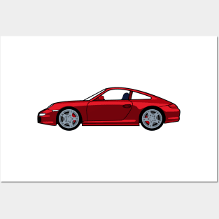 Porsche 911 997 Carrera S Guards Red Lobster Claw Posters and Art